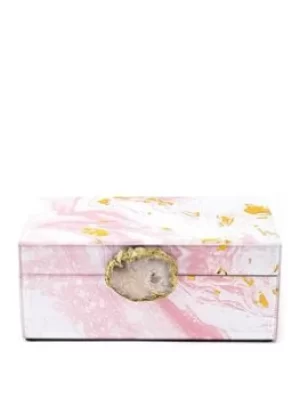 Image of Pink Marbled Glass Jewellery Box
