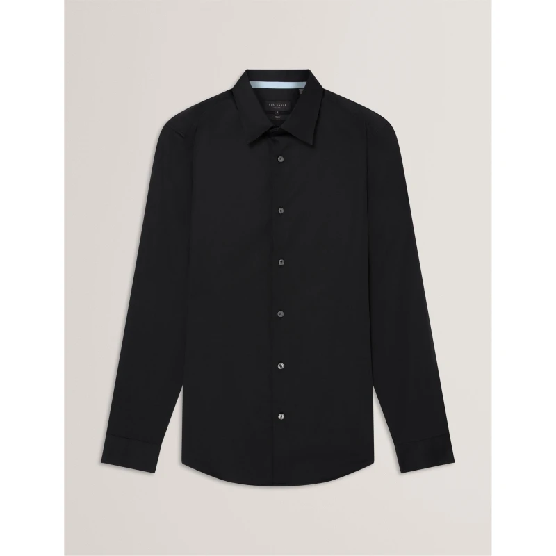 Image of Ted Baker Mens Long-Sleeve Cotton Shirt Navy male XS (1)