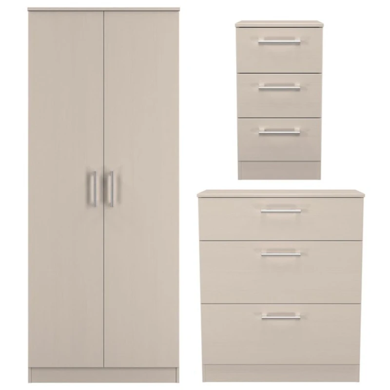 Image of Ready Assembled 2 U Reydale 3 Piece Bedroom Furniture pack (Ready Assembled) in Taupe Size: Large Taupe Unisex Large