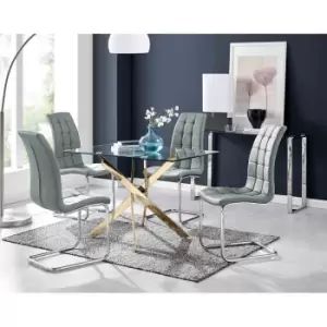 Image of Furniture Box Leonardo 4 Gold Dining Table and 4 Grey Murano Chairs