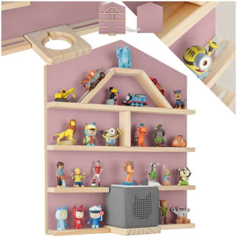 Image of Tectake Floating Shelf Mylittle Story - For Up To 50 Tonies, House Design - Pink