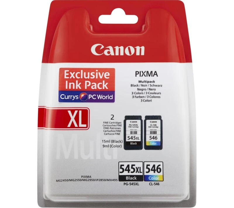 Image of Canon PG-545XL/CL-546 Tri Colour & Black Ink Cartridges - Multipack, Black & Tri Colour 8714574679976