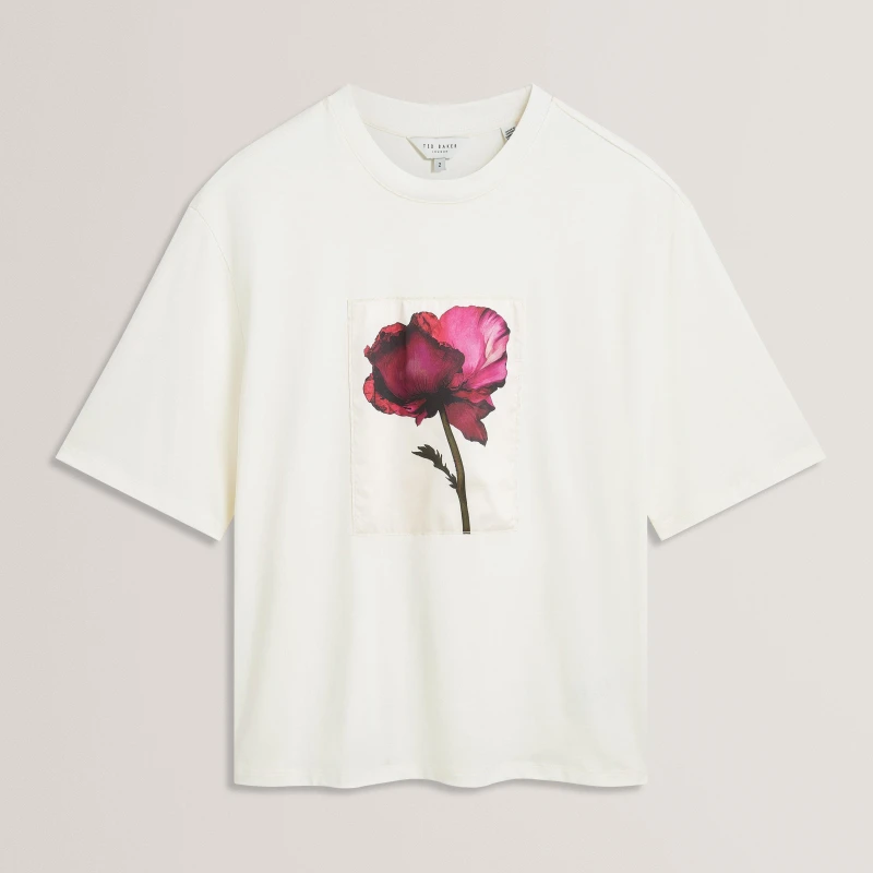 Image of Ted Baker Ted Patch Detail Tee Ld62 Ivory female 8 (XS)
