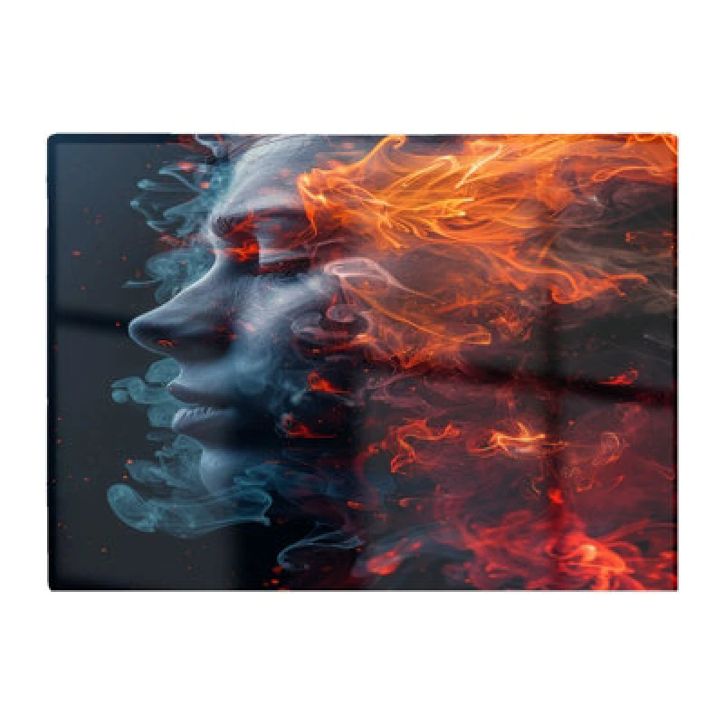 Image of Warren Reed Designer Fiery Mindscape: Portrait In Flames Chopping Board