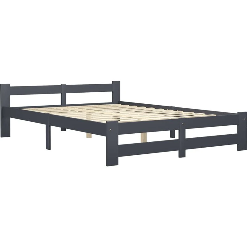 Image of VIDAXL Bed Frame without Mattress Dark Grey Solid Pine Wood 160x200cm Vidaxl 8720286290064