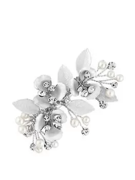 Image of Jon Richard Painted Silver Leaf Scatter Crystal Clip, Silver, Women