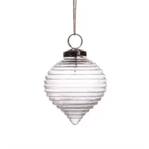 Image of Clear Recycled Glass Rippled Bauble