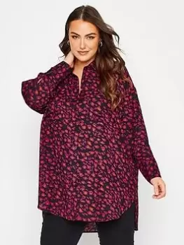 Image of Yours Oversized Boyfriend Shirt Black/orchid, Black, Size 20, Women