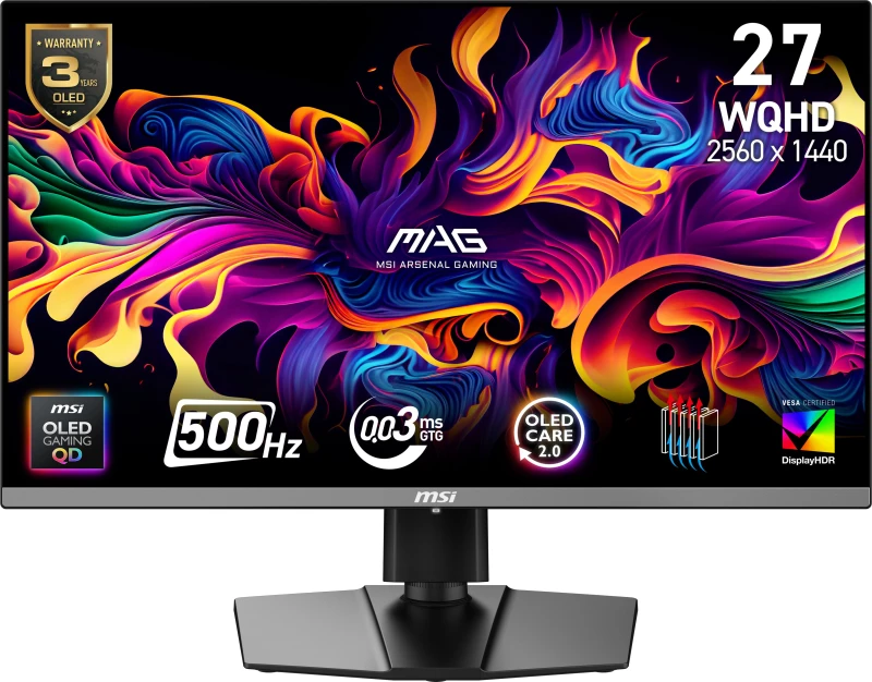 Image of MSI MAG 272QP QD-OLED X50 26.5" WQHD OLED Gaming Monitor - Black