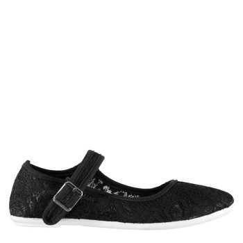 Image of Slazenger Canvas Pumps Child Girls - Black Broderie