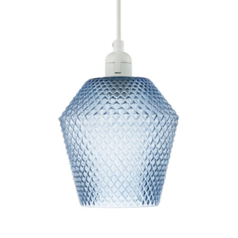 Image of Happy Homewares Modern And Compact Diamond Design Midnight Blue Glass Pendant Shade