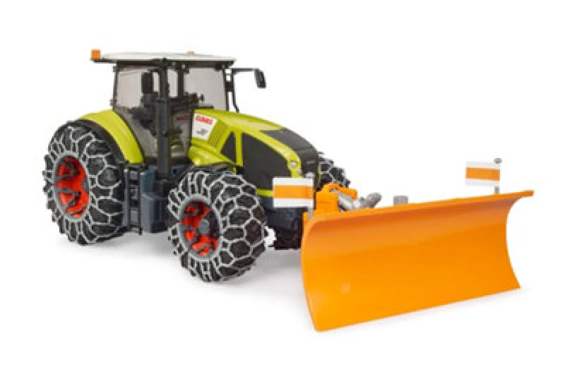 Image of Bruder 1:16 Claas Axion 950 with snow chains & plow blade in Green Size: 1 Pack Green Unisex 1 Pack