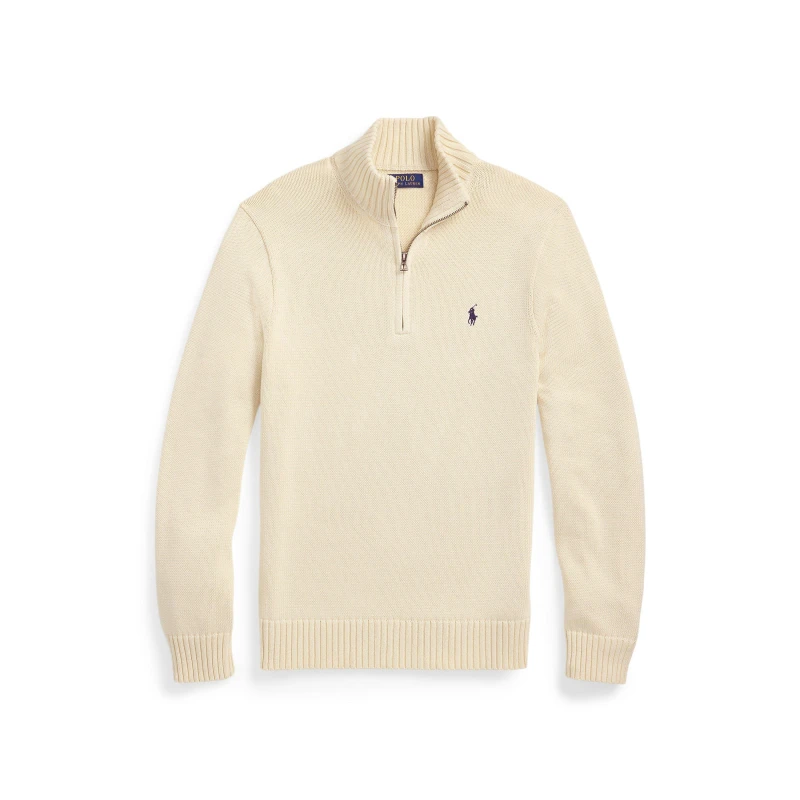 Image of Polo Ralph Lauren Mesh-Knit Cotton Quarter-Zip Jumper Andover Cream male M