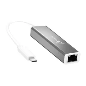 Image of j5create JCE133G USB-C to Gigabit Ethernet Adapter Grey and White