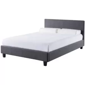 Image of Prado Grey Fabric Bed with Wood Feet 3ft Single & 4ft6 Double - Seconique