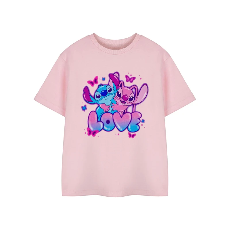Image of (13-14 Years) Disney Lilo & Stitch Short Sleeved T-Shirt (Girls Pink)