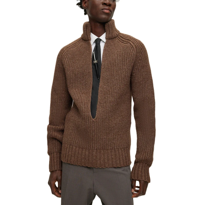 Image of Boss Mens Ftype Knitted Tops Rust/Copper male M