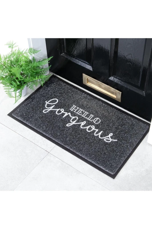 Image of Artsy Doormats Black Hello Gorgeous Doormat (70 X 40Cm)