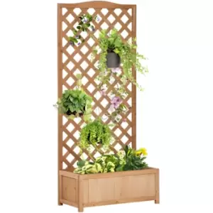 Image of Garden Wooden Planter Box with Trellis Flower Raised Bed, 76x36x170cm - Outsunny