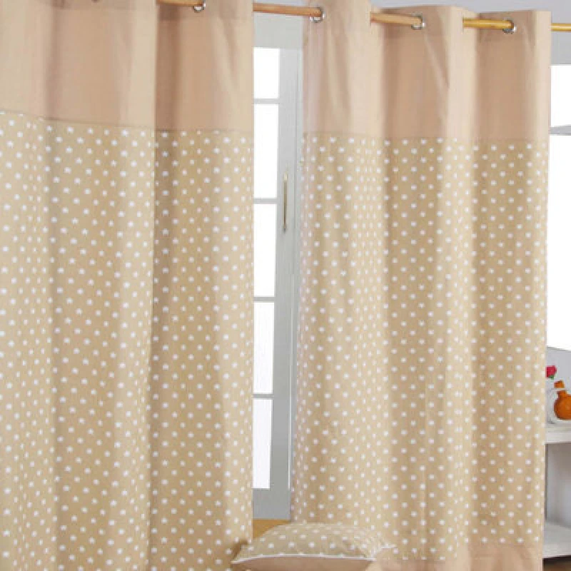 Image of Homescapes Cotton Stars Beige Ready Made Eyelet Curtain Pair, 137 X 228cm Drop