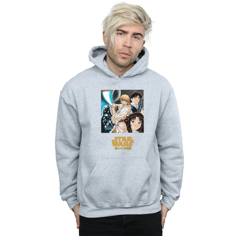Image of Star Wars Star Wars Men Anime Poster Hoodie in Grey Size: Small Grey S Male 5059114340637