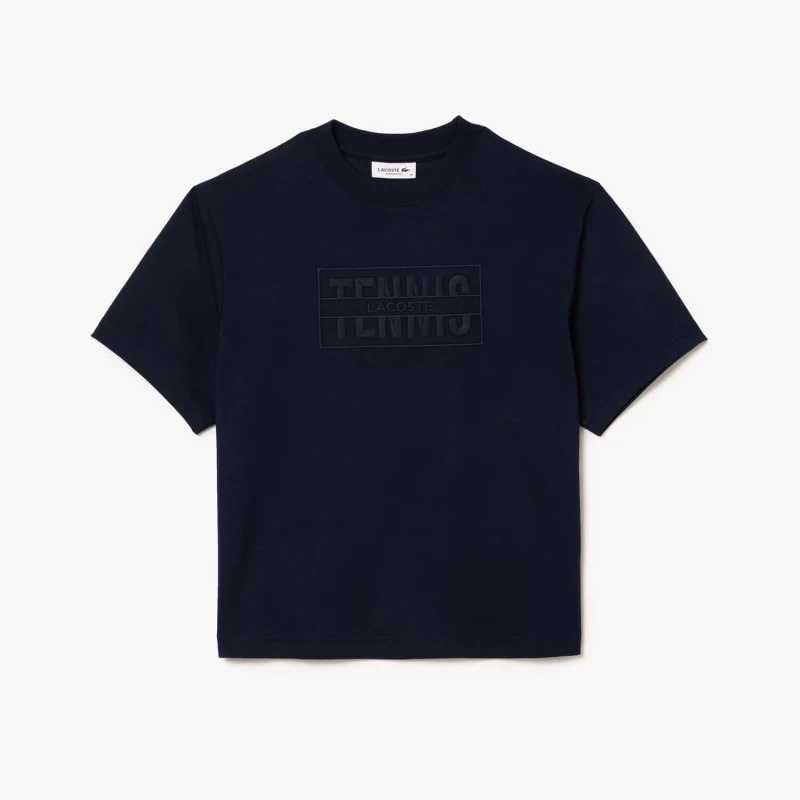 Image of Lacoste Oversized Cotton Tennis Embroidery T-Shirt - Blue Blue 8