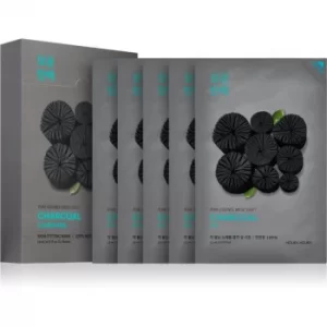 Image of Holika Holika Pure Essence Charcoal cleansing face sheet mask with activated charcoal 5x23ml