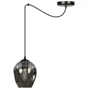 Image of Emibig Level Black Glass Dome Slim Pendant Ceiling Light with Graphite Glass Shades, 1x E27