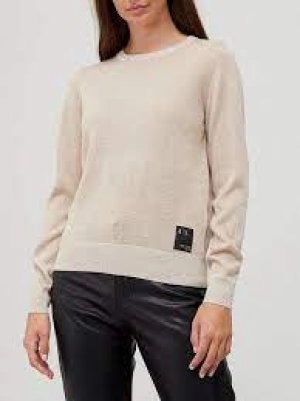 Image of Armani Exchange Lurex Knitted Sweatshirt Gold Size S Women