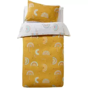 Image of Little Furn Childrens/Kids Rainbow Duvet Cover Set (Double) (Mustard Yellow) - Mustard Yellow