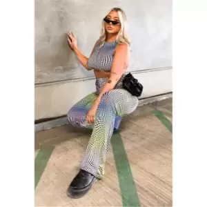 Image of I Saw It First Blue Print Printed Slinky Cami Crop Top - Blue