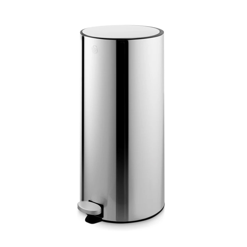 Image of Swan 30L Round Pedal Bin Bins Medium Silver 72906211390