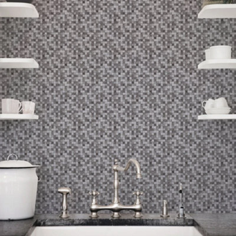 Image of Galerie Natural Fx Silver Grey Tessera Embossed Wallpaper