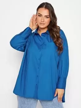 Image of Yours Oversized Poplin Shirt Blue Size 26-28, Women