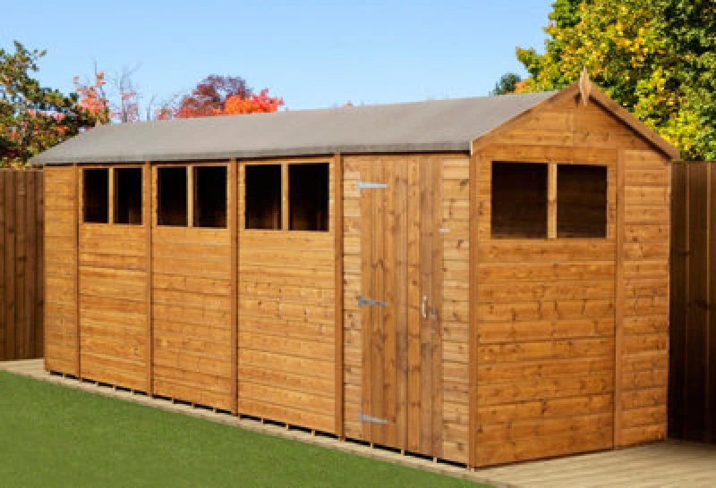 Image of Empire Sheds Empire Modular Apex 6X18 Dipped Treated Tongue And Groove Wooden Garden Shed Windows (6' X 18' / 6ft X 18ft) (6X18)