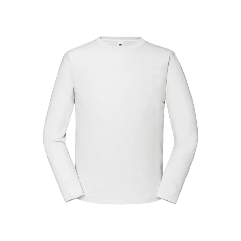 Image of Fruit Of The Loom Fruit of the Loom Men Iconic Premium Long-Sleeved T-Shirt in White Size: Small White S Male 5063377069402