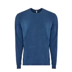 Image of Next Level Adults Unisex Suede Feel Long Sleeve Crew T-Shirt (S) (Heather Cool Blue)