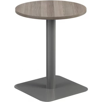 Image of 600MM Circular Mid Contract Table - Silver/Grey Oak