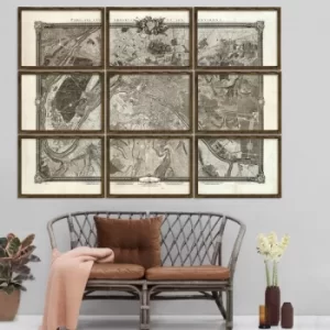 Image of Map088 Multicolor Decorative Framed MDF Painting