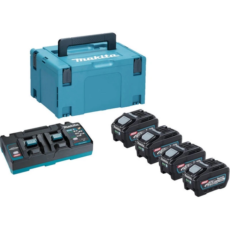 Image of Makita 191U48-0 40v Max XGT Cordless 4 Battery 5ah and Charger Kit 191U48-0 Battery Amp Hours: 5ah
