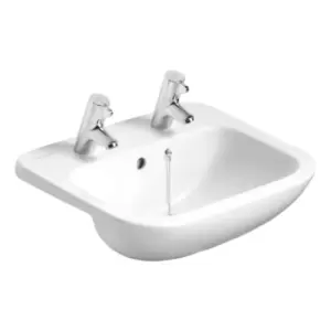 Image of Ideal Standard Profile 21 Semi Countertop Wash Basin 2 Tap Holes 500 mm S249401 - 429777