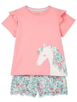 Image of Joules Girls Perlow Disty Floral Shorty Pyjamas -multi, Multi, Size 2 Years, Women