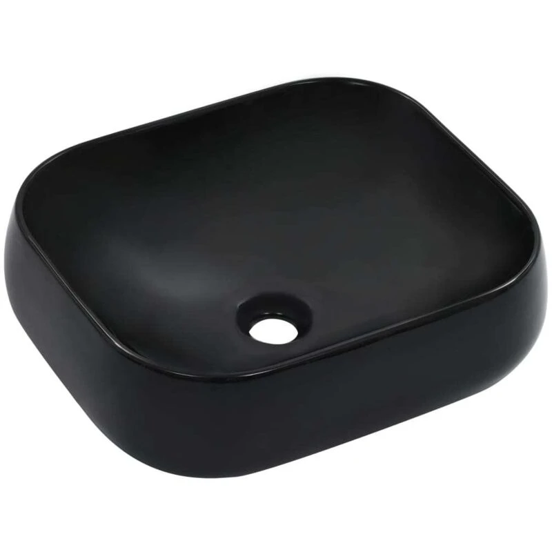 Image of vidaXL Wash Basin 44.5x39.5x14.5cm Ceramic Black 143906