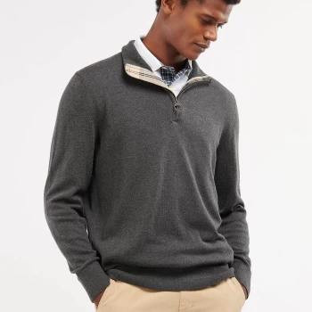 Image of Barbour Mens Tain Half Zip Jumper - Charcoal Marl - M