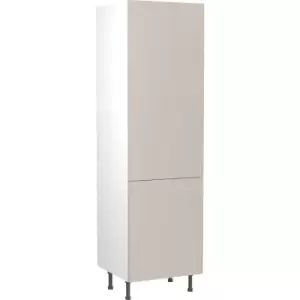 Image of Kitchen Kit Flatpack Slab Kitchen Cabinet Tall Larder Unit Super Gloss 600mm in Light Grey MFC