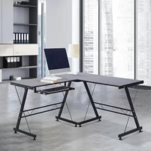 Image of HOMCOM L Shaped Computer Desk W/ Keyboard Tray-Black
