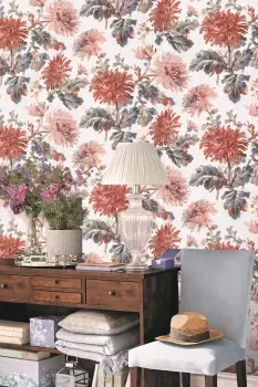 Image of Laura Ashley Maryam Wallpaper - Red