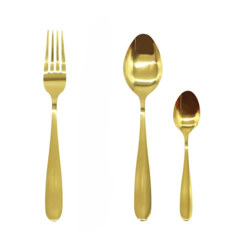 Image of Glim & Glam Cutlery Sets Gold Stainless Steel Light Spoon Fork 32 Piece Set Gold unisex