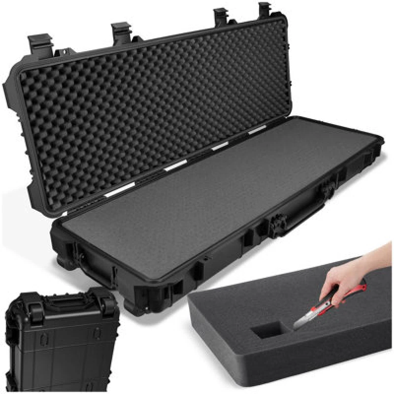 Image of Tectake Carry Case - Waterproof Hard Shell For Drones, Cameras, Electronics, Rifle Case - Black