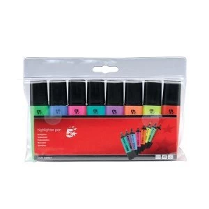 Image of 5 Star Office Highlighters Chisel Tip 1 5mm Line Assorted Wallet 8
